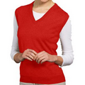 Ladies Acrylic V-Neck Sleeveless Pullover Vest - Red